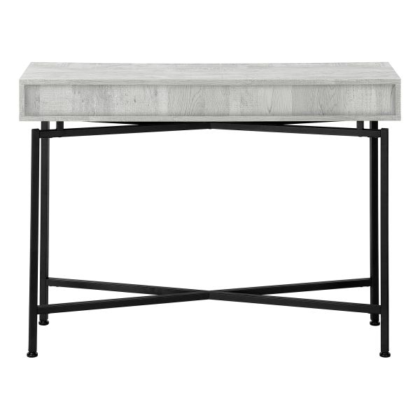 Accent Table， Console， Entryway， Narrow， Sofa， Storage Drawer， Living Room， Bedroom， Grey Laminate， Black Metal， Contemporary， Modern