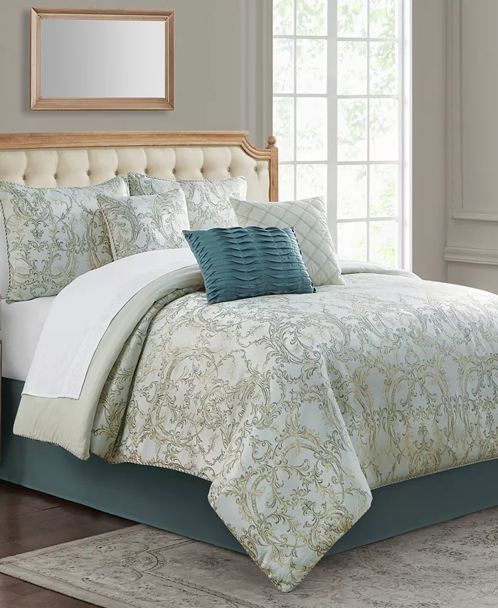 Waterford CLOSEOUT! Marquis by Tulla Damask 7 Piece Comforter Set， Queen