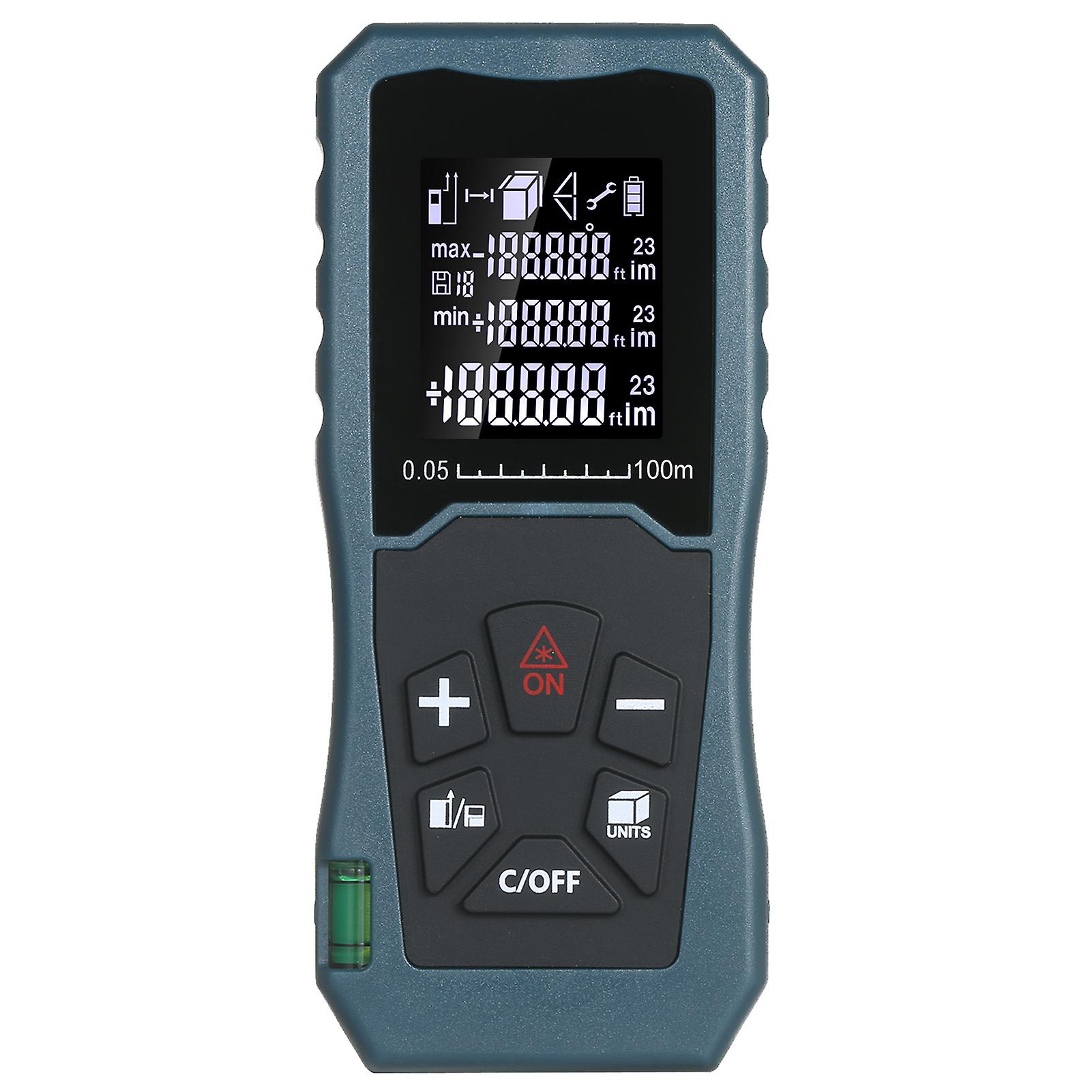 Laser Distance Meter Handheld 1.6-inch Lcd Diastimeter Bubble Level Pythagorean Mode Measure Distance Area And Volume White