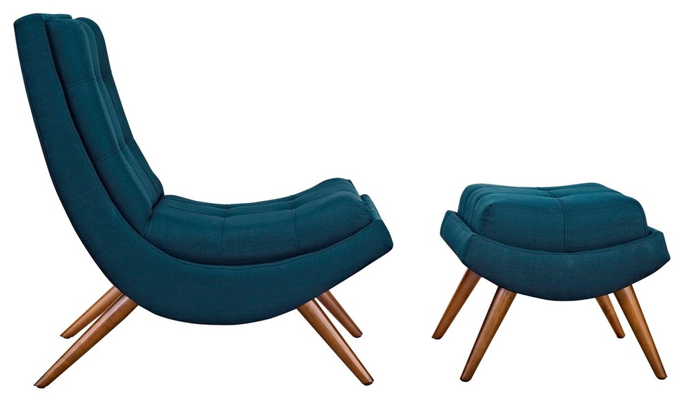 Modern Contemporary Urban Living Lounge Room Lounge Chair Set  Navy Blue  Fabric   Midcentury   Armchairs And Accent Chairs   by House Bound  Houzz