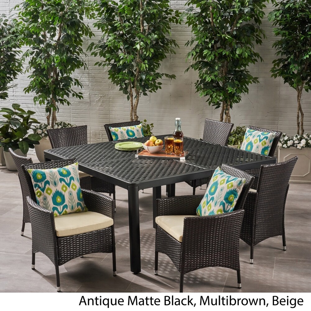 Bragdon Aluminum/ Brown Wicker 9 piece Outdoor Dining Set by Christopher Knight Home