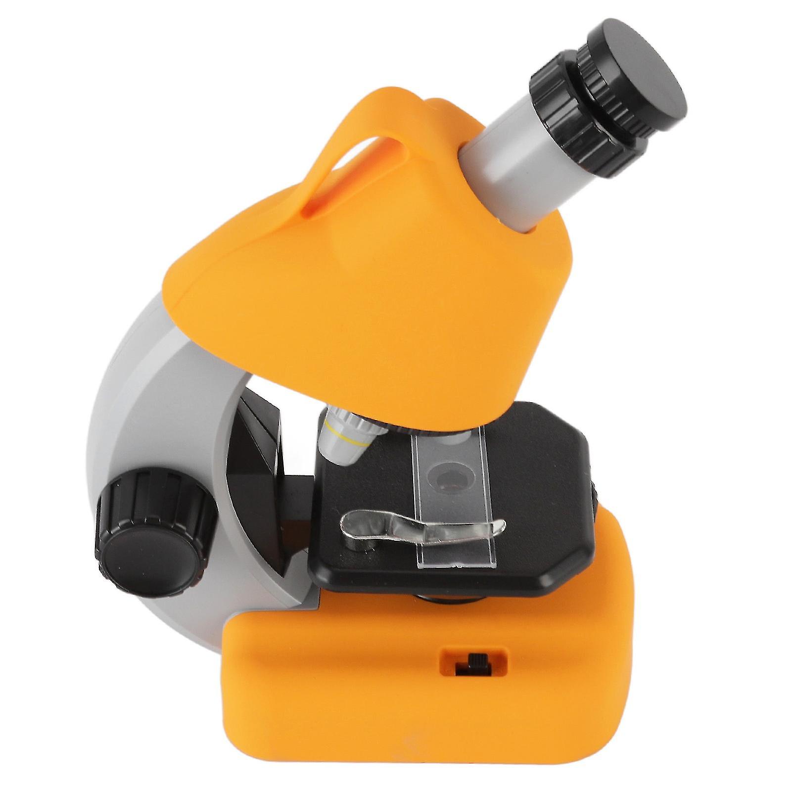 Kids Microscope Kit 1200X Portable HD Observation Children Microscope Educational Science Portable Microscope Toy Yellow