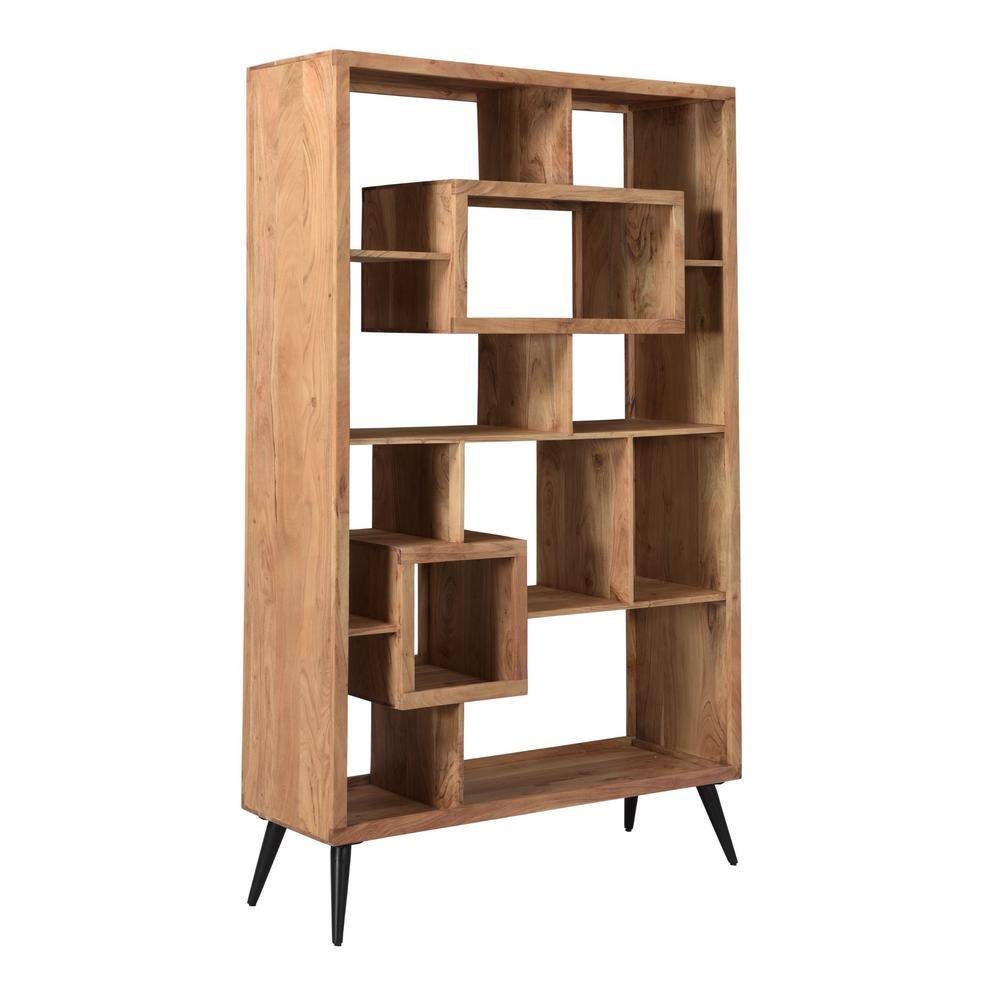 Coast To Coast Accents Acacia 75 in. Natural and Black 11-Shelf Wooden Etagere 53420