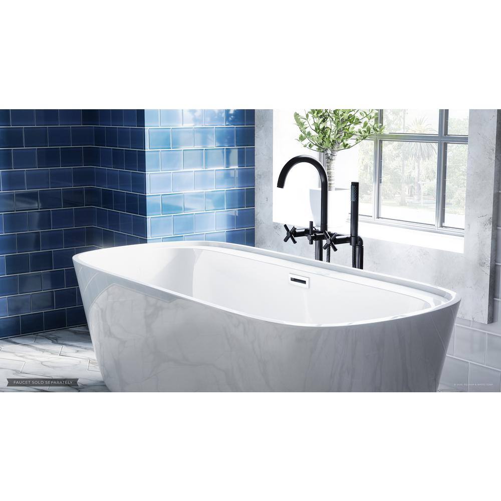 PELHAM  WHITE Bayberry 63 in. Acrylic Oval Freestanding Bathtub in White Drain in White PW82088-W