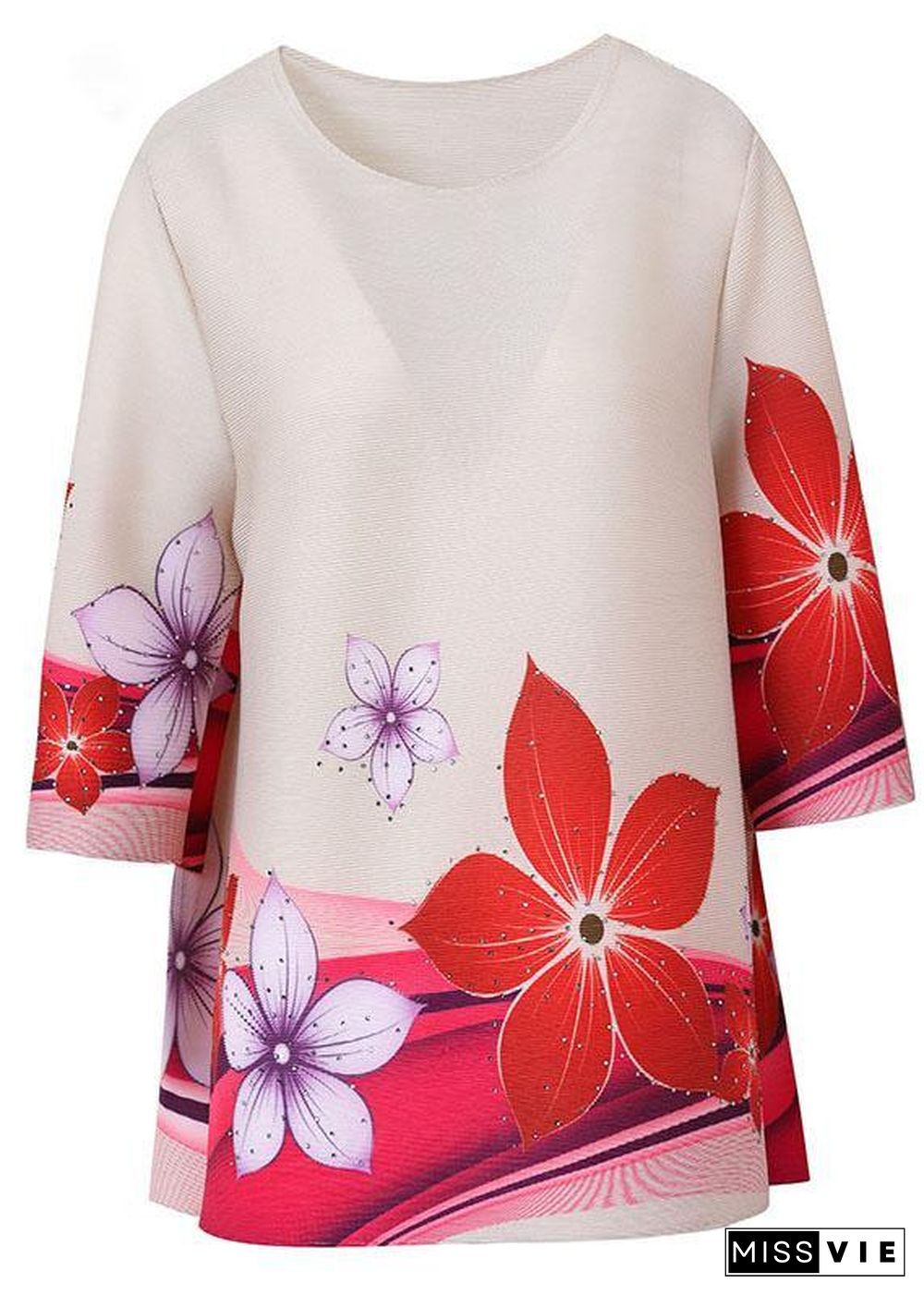 New Orange Floral Half Sleeve Blouse Plus Size