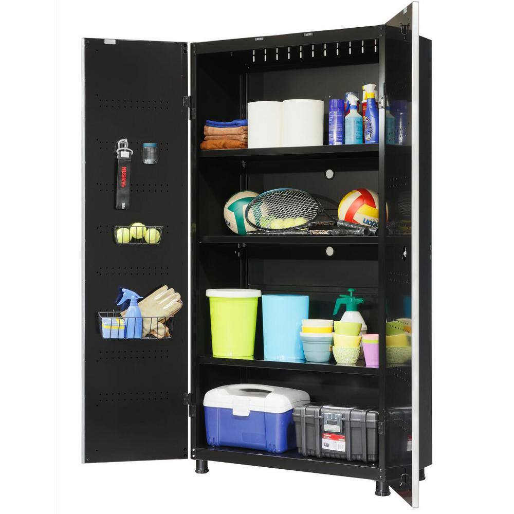 Husky Ready-to-Assemble 24-Gauge Steel Freestanding Garage Cabinet in Black (48 in. W x 72 in. H x 18 in. D) G4802T-US