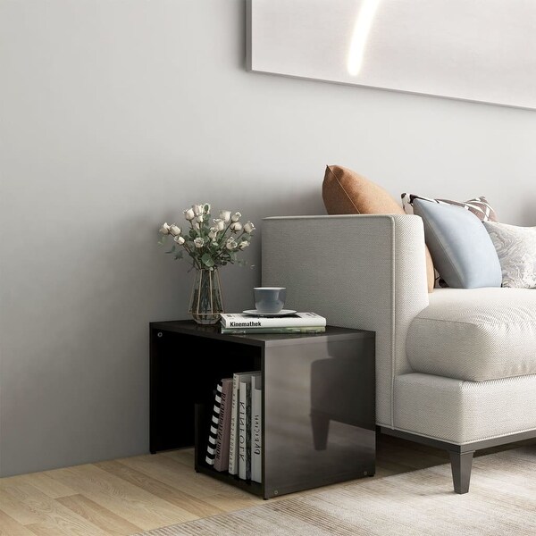 vidaXL Side Table High Gloss Gray 23.2