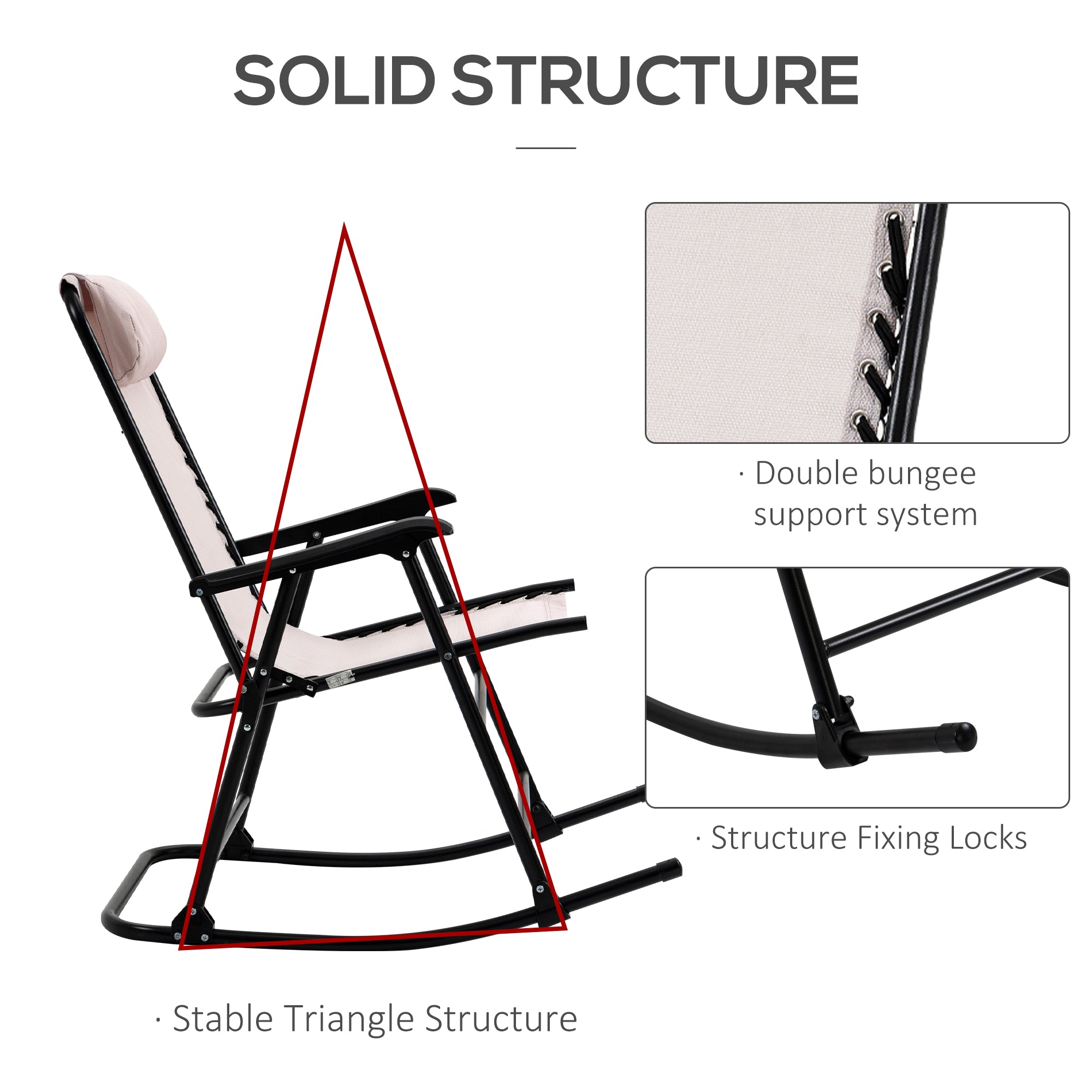 Outsunny Mesh Outdoor Patio 2 Steel Folding Rocking Chair Set Porch Lawn Furniture White, Off-White, Black, Multi-color