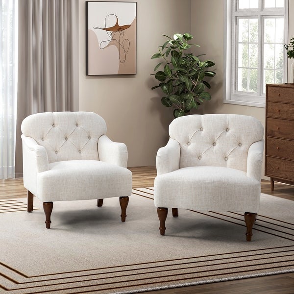 Bacchae Comfy Accent Armchair with Recessed Arms Set of 2 by HULALA HOME