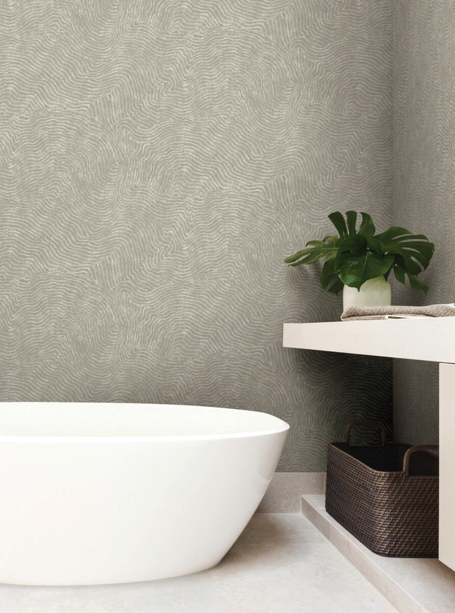 Modern Wood Wallpaper in Taupe