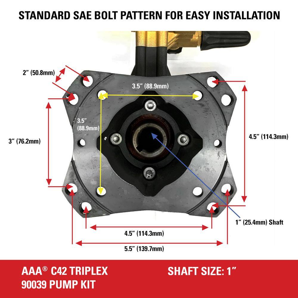 SIMPSON AAA Professional Horizontal Triplex Pump Kit 90039 for 4000 PSI at 3.5 GPM Pressure Washers 90039