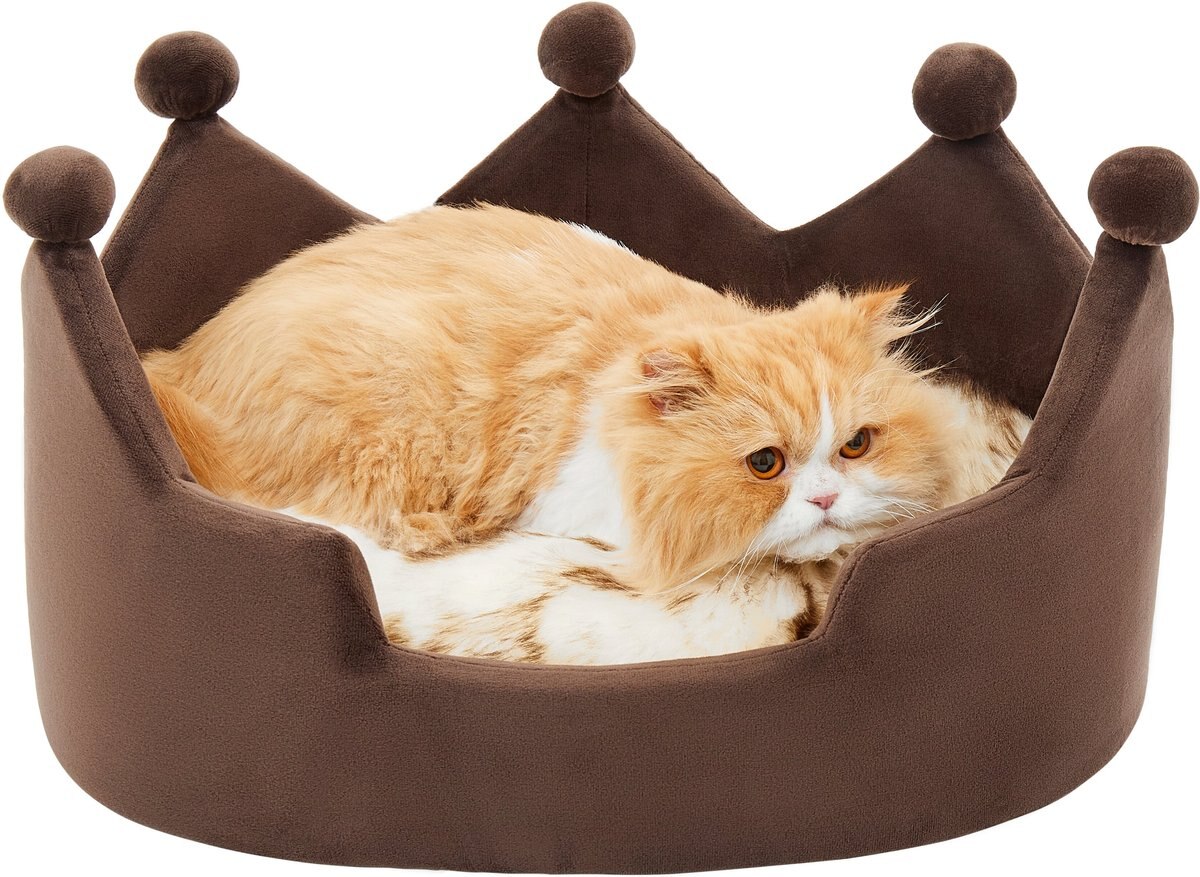 Frisco Faux Fur Crown Pillow Cat and Dog Bed