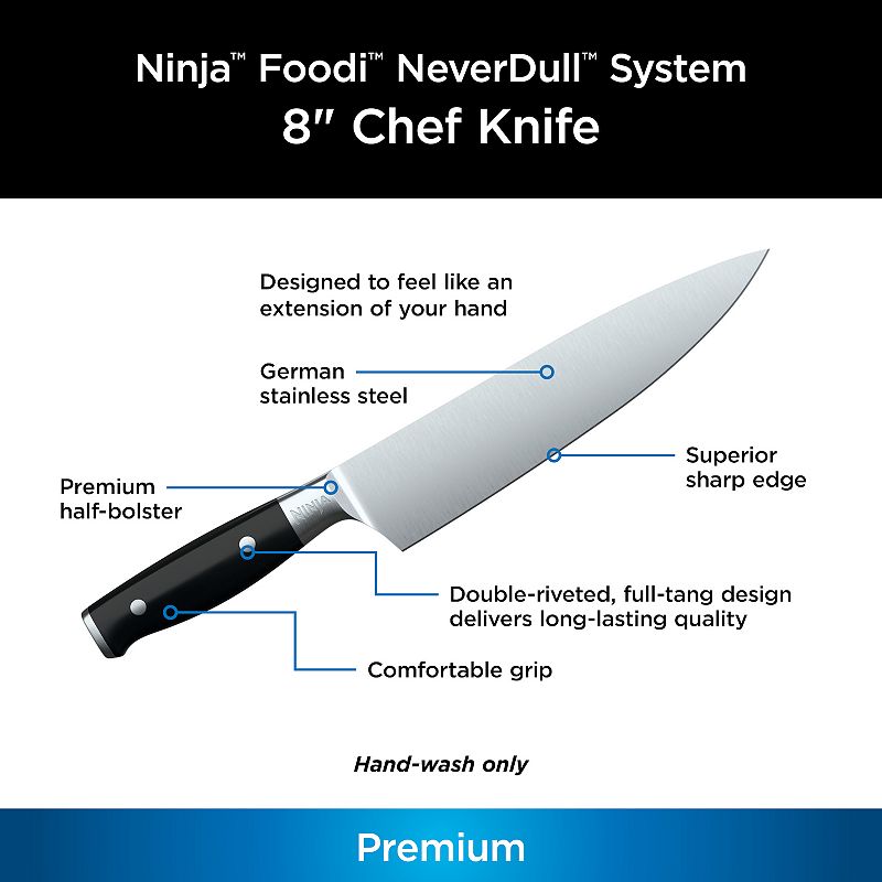 Ninja Foodi NeverDull System Premium 8-in. German Stainless Steel Chef Knife