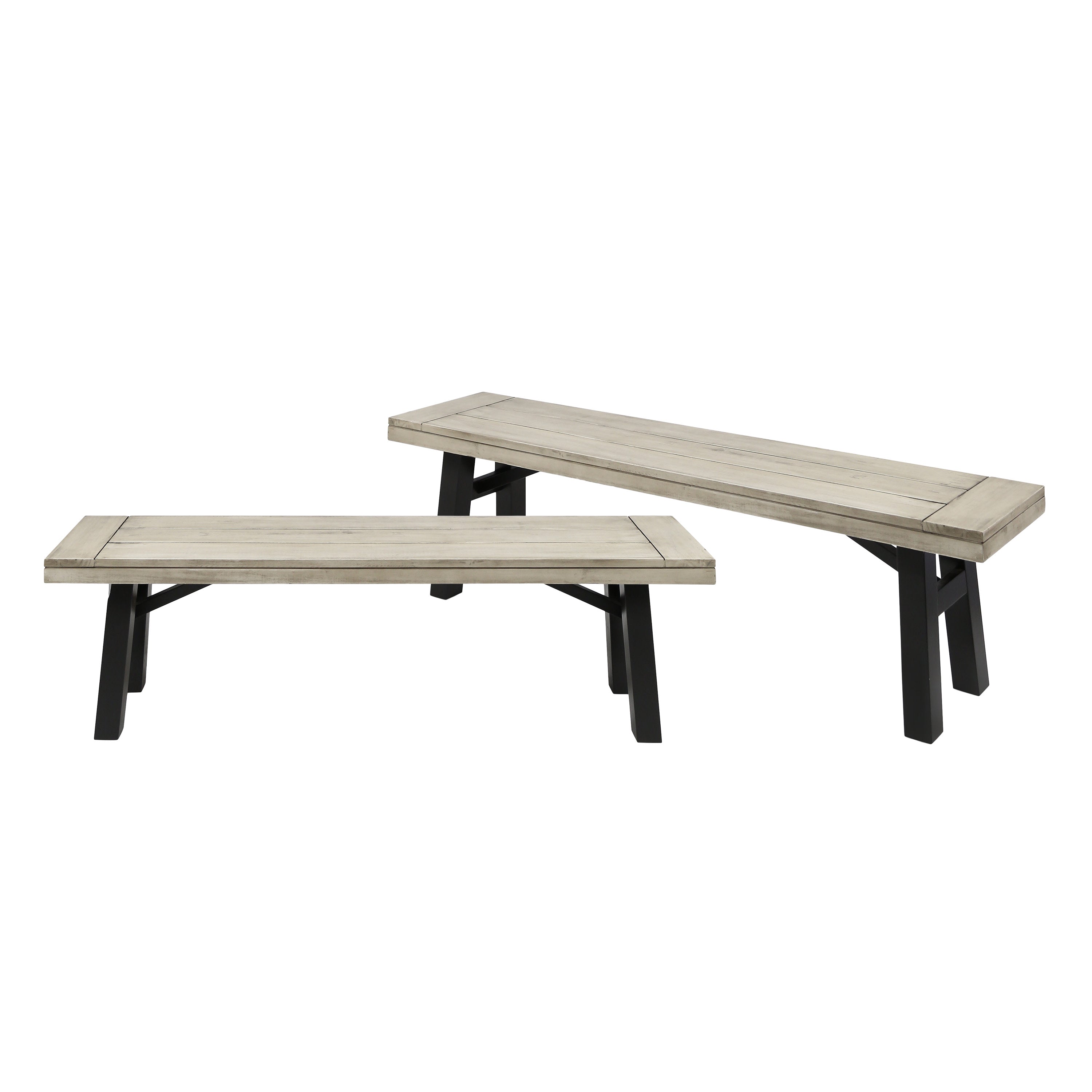 Betteravia Outdoor Acacia Wood Dining Benches, Set of 2