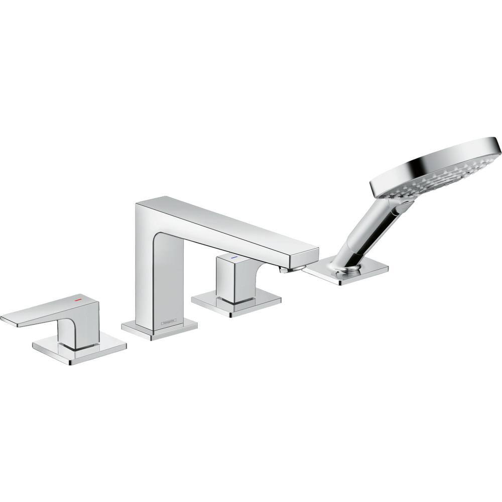 Hansgrohe Metropol 2-Handle Deck Mount Roman Tub Faucet with Hand Shower in Chrome 32557001