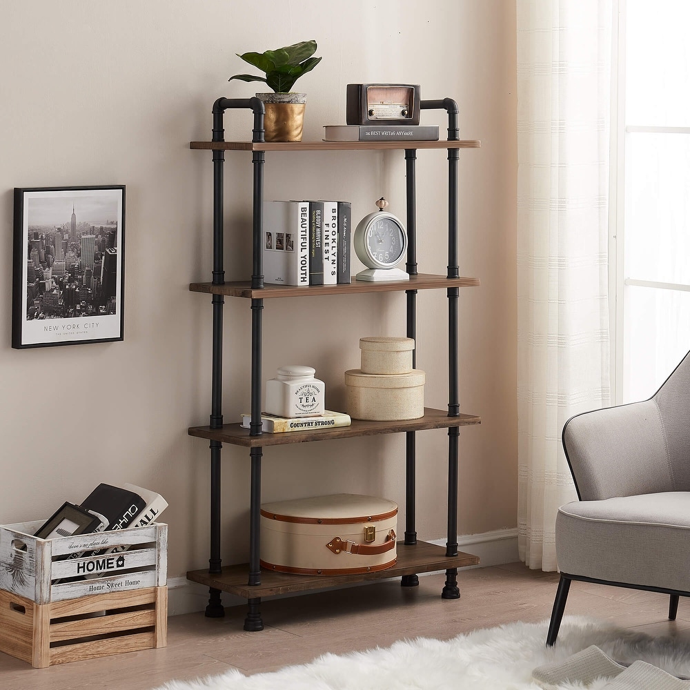 Ivinta Industrial Bookshelf 3/4/5/6 Shelf Bookcase  Rustic Shelves  Modern White Shelves
