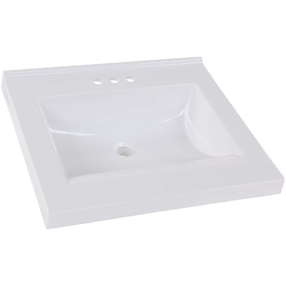 Home Decorators Collection 25 in W x 22 in D Cultured Marble Vanity Top in White with Integrated Sink