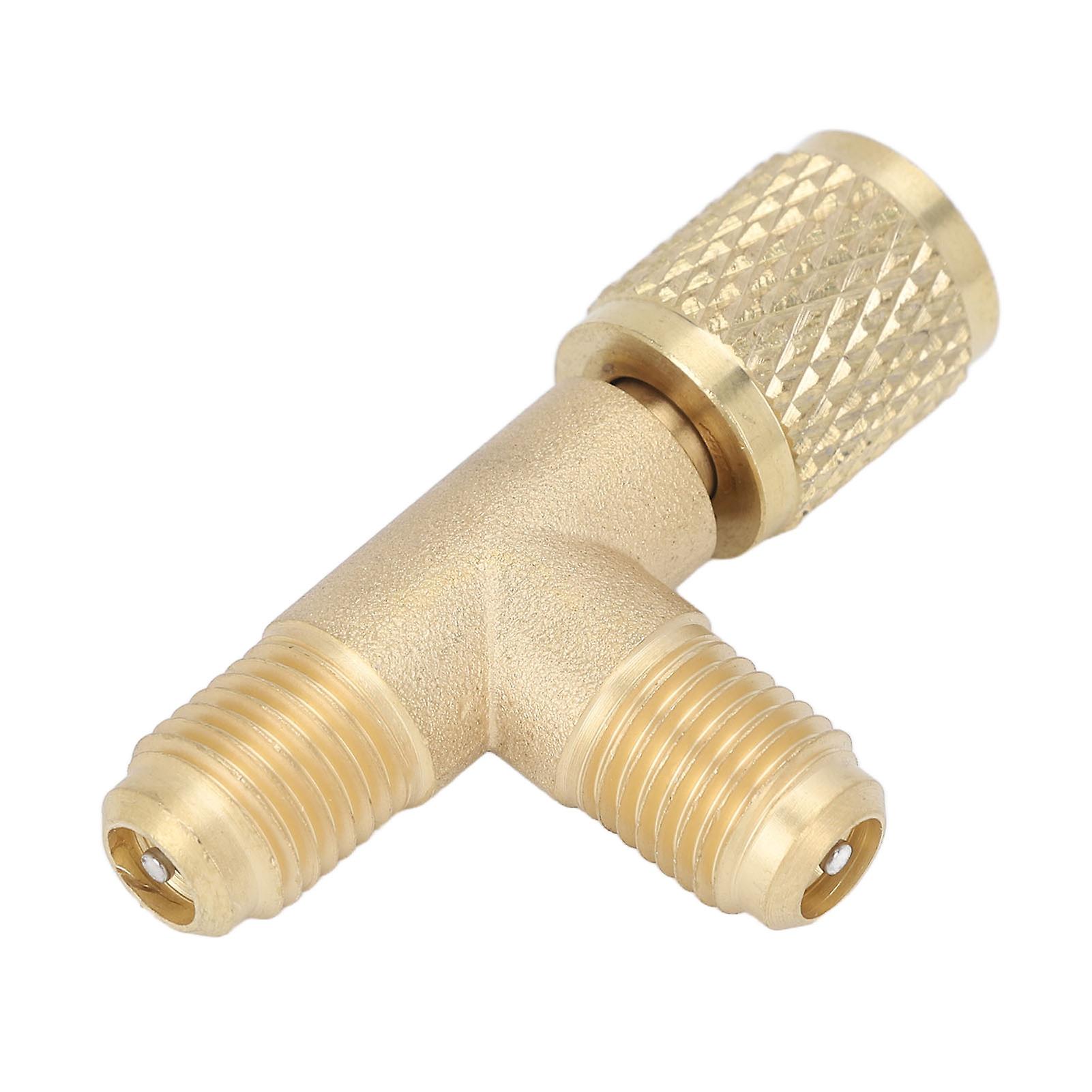 Quick Coupler Access Tee Sturdy Structure 1/4in Sae Durable Valve Core Brass Adaptor Professional Havc Tee Adapter For Gauge Deep Vacuum Pump Manifold