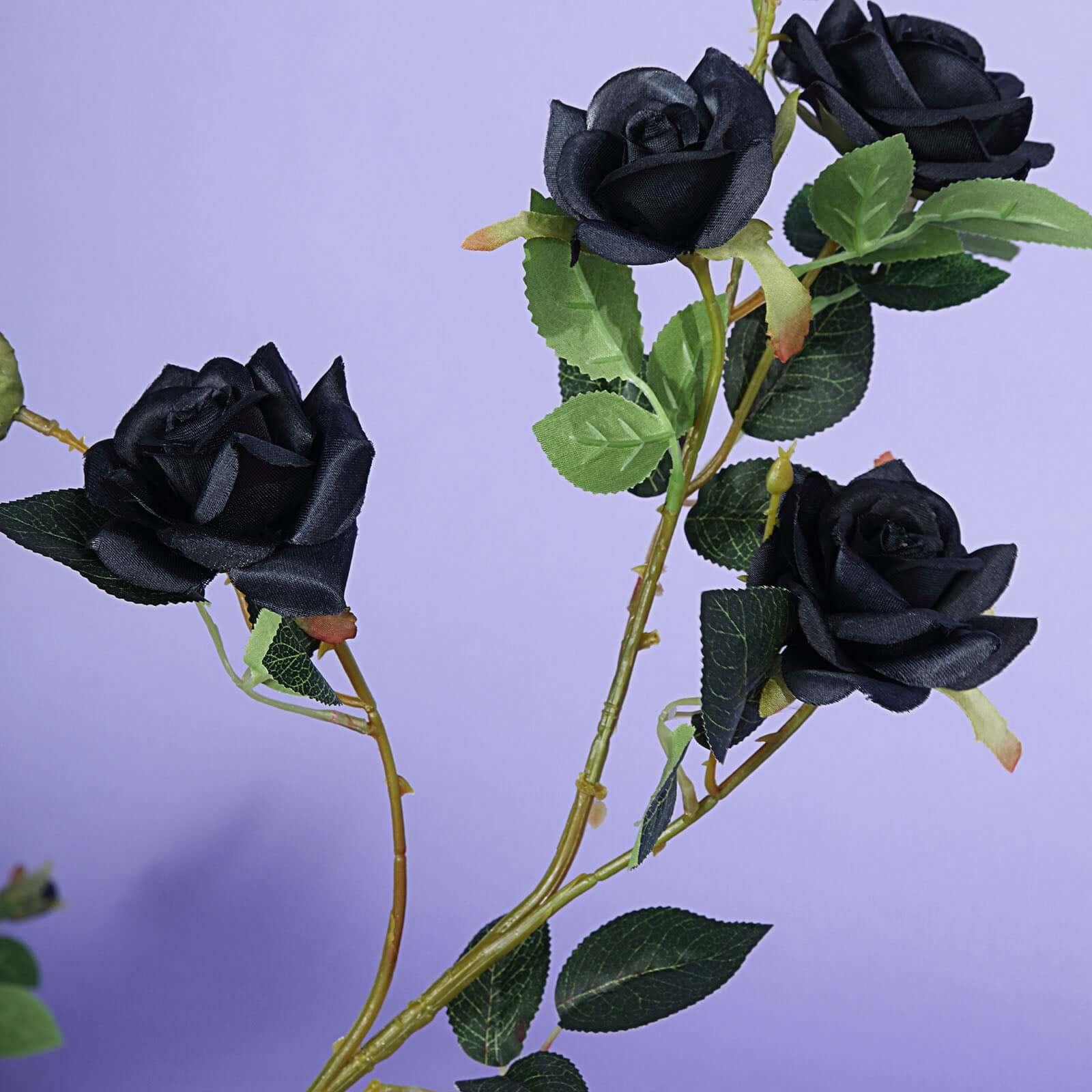 2 Stems Black Artificial Silk Rose Flower Bouquet Bushes 38