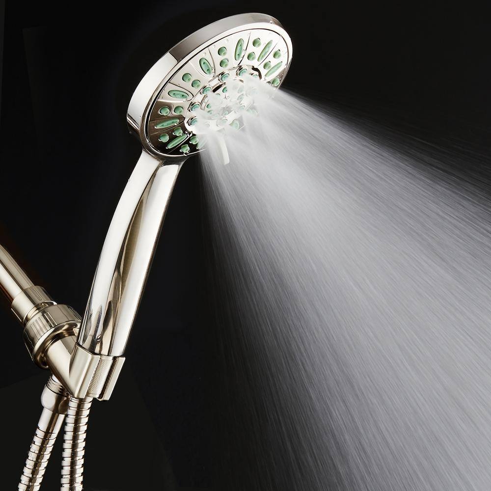 AquaDance Antimicrobial 6-Spray Patterns 4 in. Single Wall Mount Handheld Showerhead in Brushed Nickel Finish High Pressure 82216