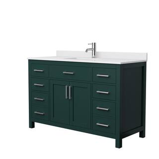 Wyndham Collection Beckett 54 in. W x 22 in. D x 35 in. H Single Sink Bathroom Vanity in Green with White Cultured Marble Top WCG242454SGEWCUNSMXX