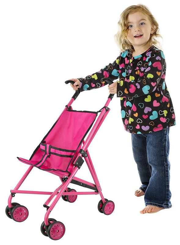 Click N' Play Precious Toys Pink and Black Handles Baby Doll Stroller (with Swiveling Wheels)