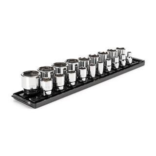 TEKTON 12 in. Drive 6-Point Socket Set (19-Piece) (38 - 1-12 in.) with Rails SHD92122