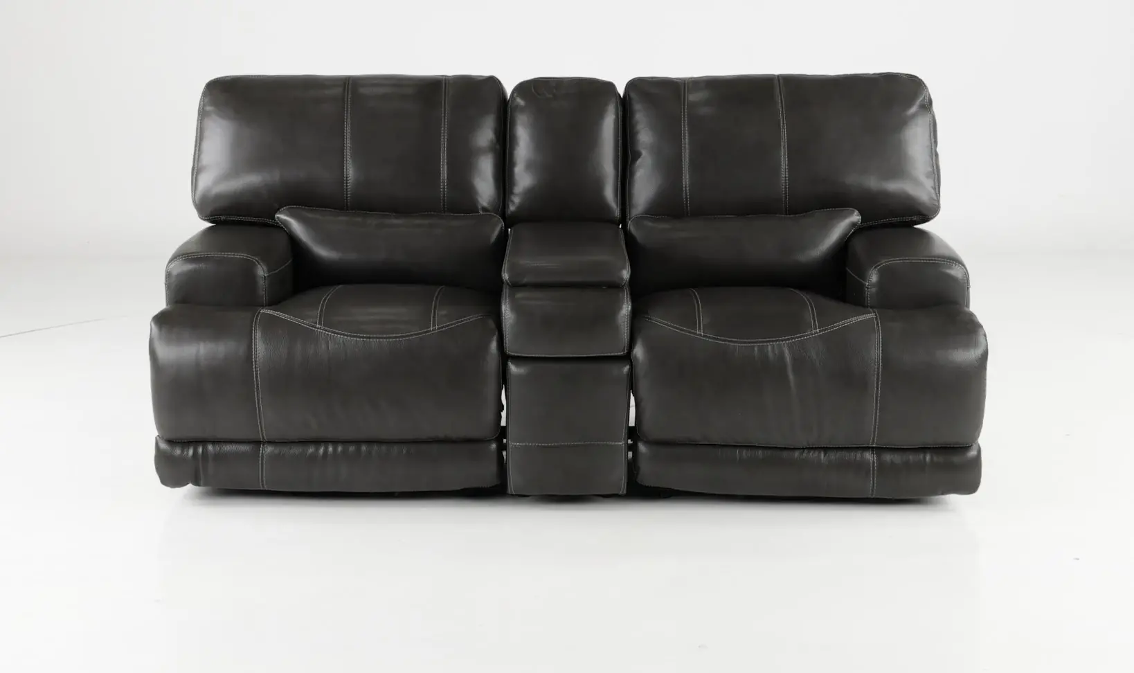 Stampede Charcoal Leather-Match Power Reclining Loveseat