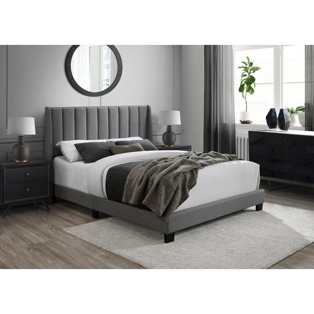 Herman Modern Wingback Upholstered Queen Bed