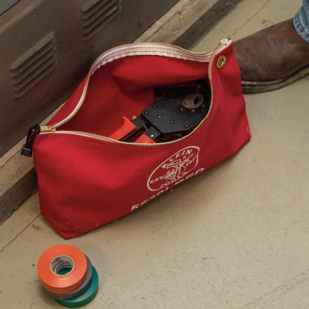 Canvas Tool Bag with Zipper， Red