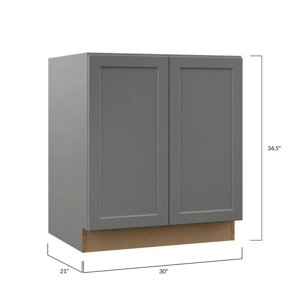 Hampton Bay Designer Series Melvern Storm Gray Shaker Assembled Full Door Height Bathroom Vanity Base Cabinet (30x34x21 in.) VTF30-MST