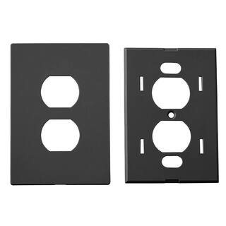 Hampton Bay Maple Hill 1-Gang Black Screwless Duplex Outlet Plastic Wall Plate (1-Pack) 838854