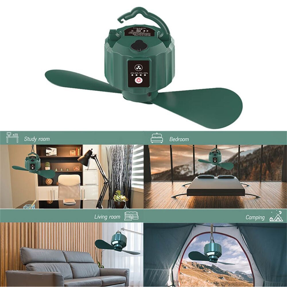 Camping Tent Fan with LED Lantern,Zengest Camp Fan Rechargeable, Powerful & Quiet, Portable Hanging Fan with Hook for Tent and Emergency