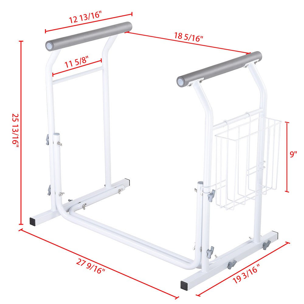 Yescom Freestanding Toilet Safety Rail Handrail with Magazine Rack