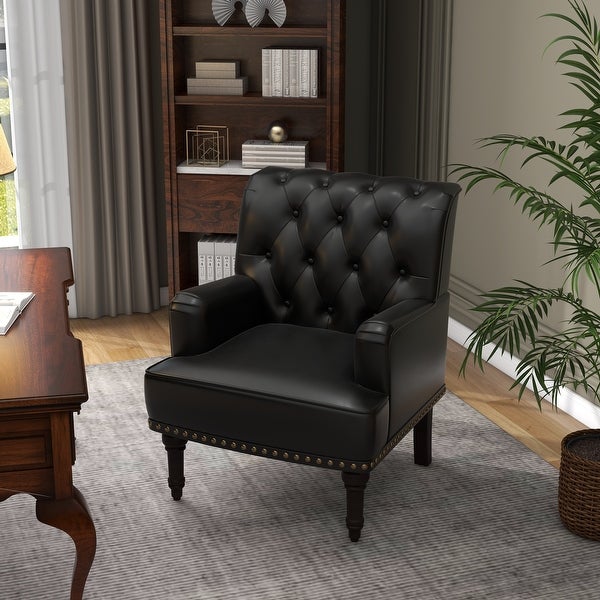 PU Leather Living Room Accent Chair with Tufted Back