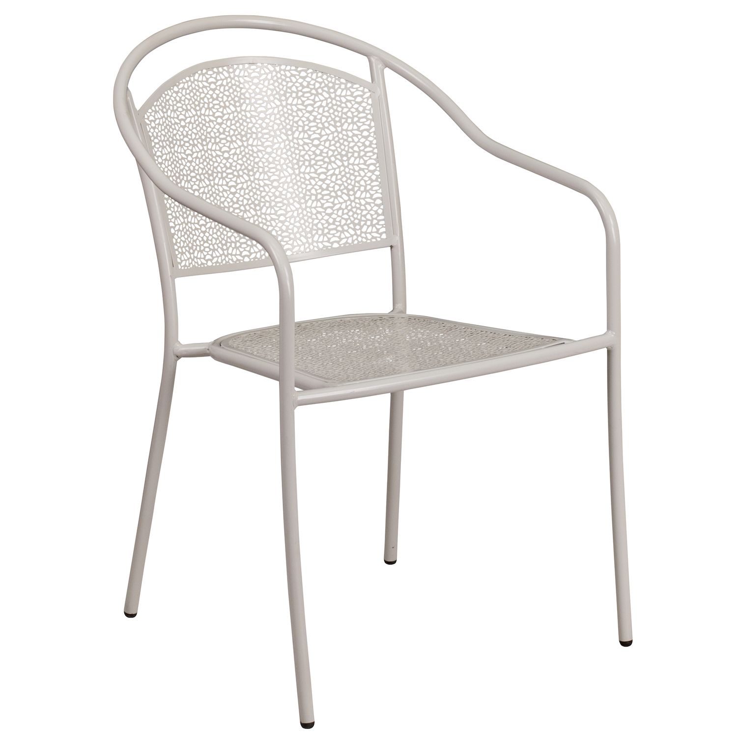 Emma and Oliver Commercial Grade 35.5 Square White Patio Table Set-2 Round Back Chairs