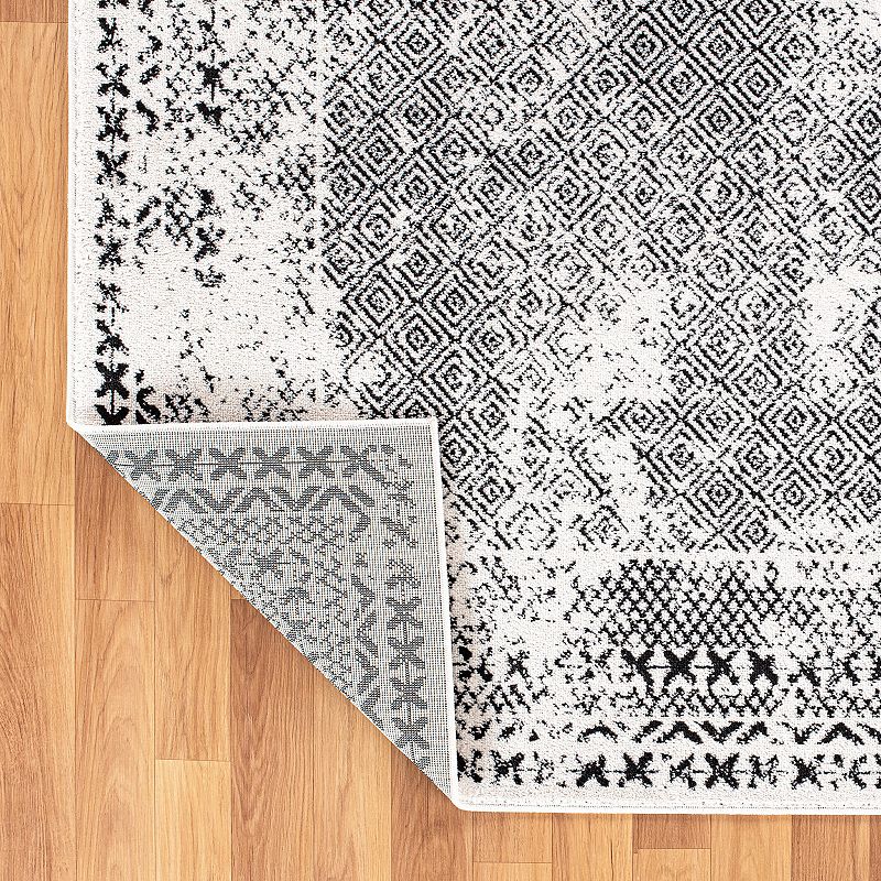 World Rug Gallery Bohemian Distressed Border Area Rug