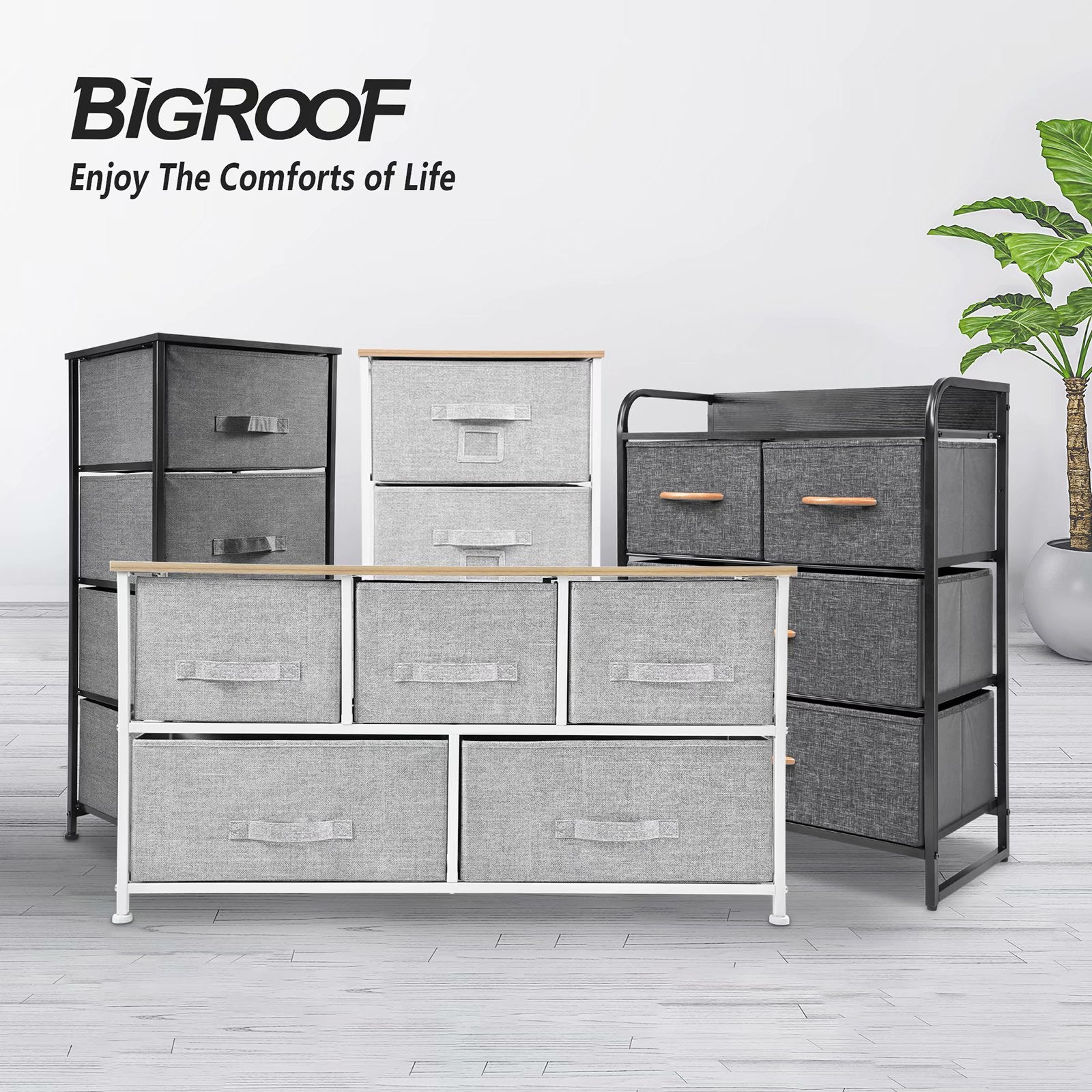 Bigroof Vertical 4 Drawers Dresser Storage Tower,Closet Organizer Unit Chest Fabric Bins for Bedroom,Hallway,Entryway,Dark Gray