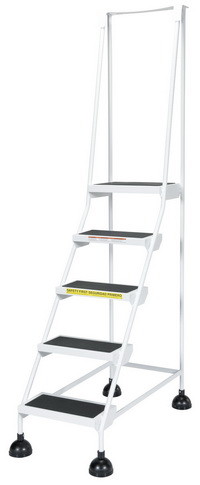 Vestil LAD 5 W spring loaded roll ladder 5 step wh...