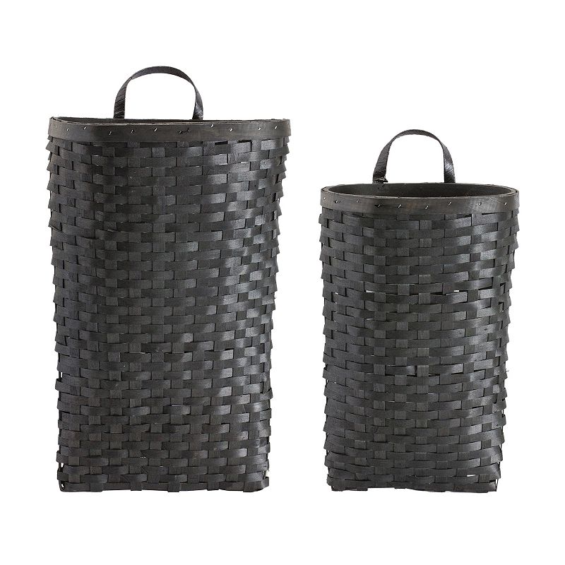 Black Woven Wood Wall Basket (Set Of 2)