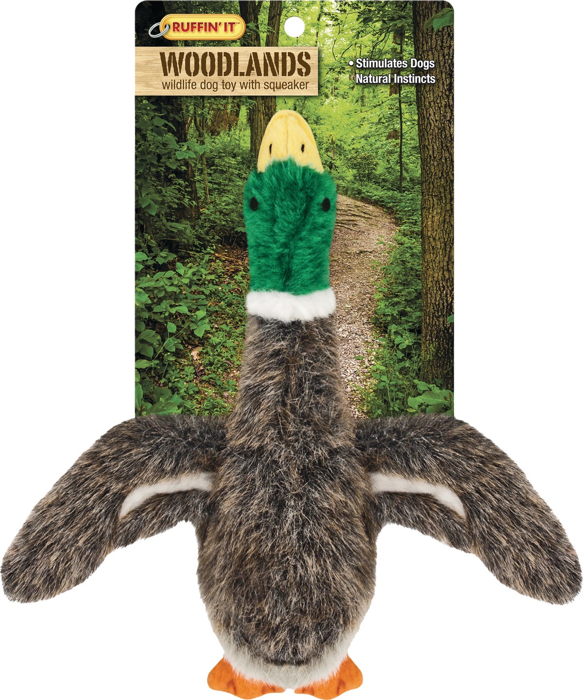 Westminster Pet Ruffinand#039 it Woodlands Plush Mallard Dog Toy 8-1 2 In. W. X 9 In. L. X 2 In. D. Brownamp Green