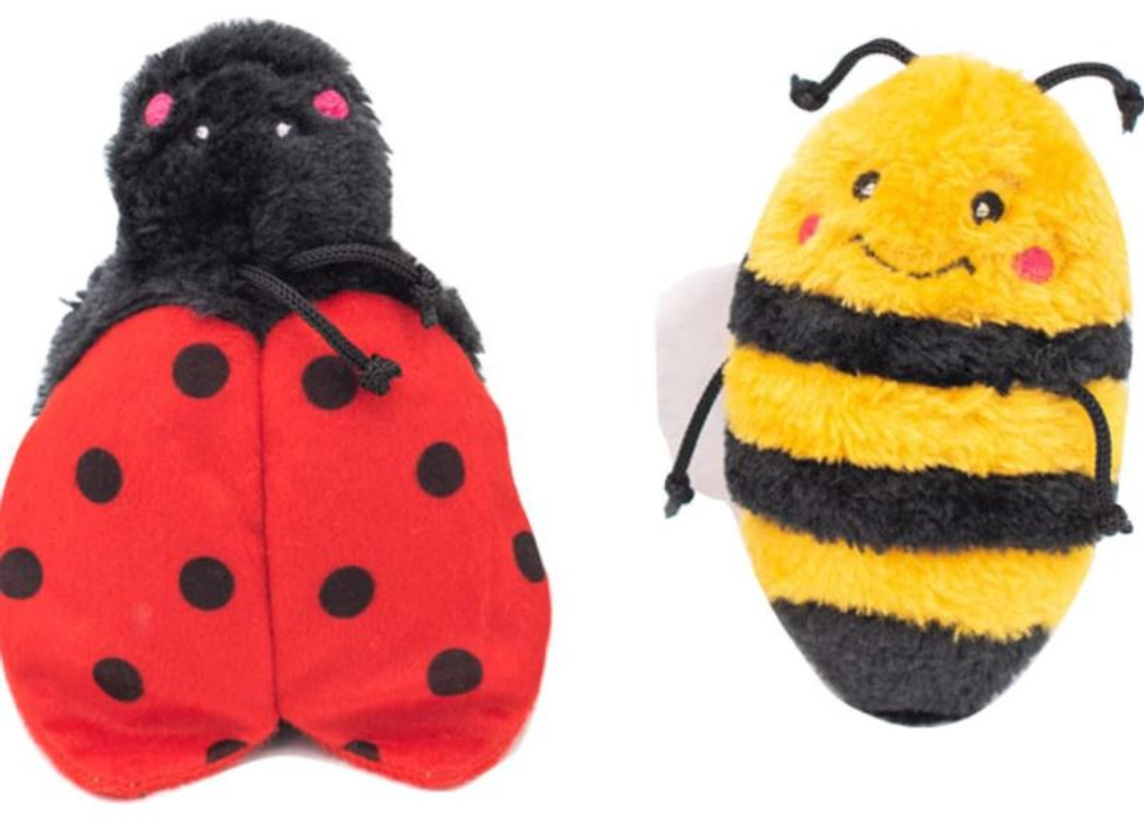 Zippy Paws Crinkle Bee and Ladybug Plush Dog Toy