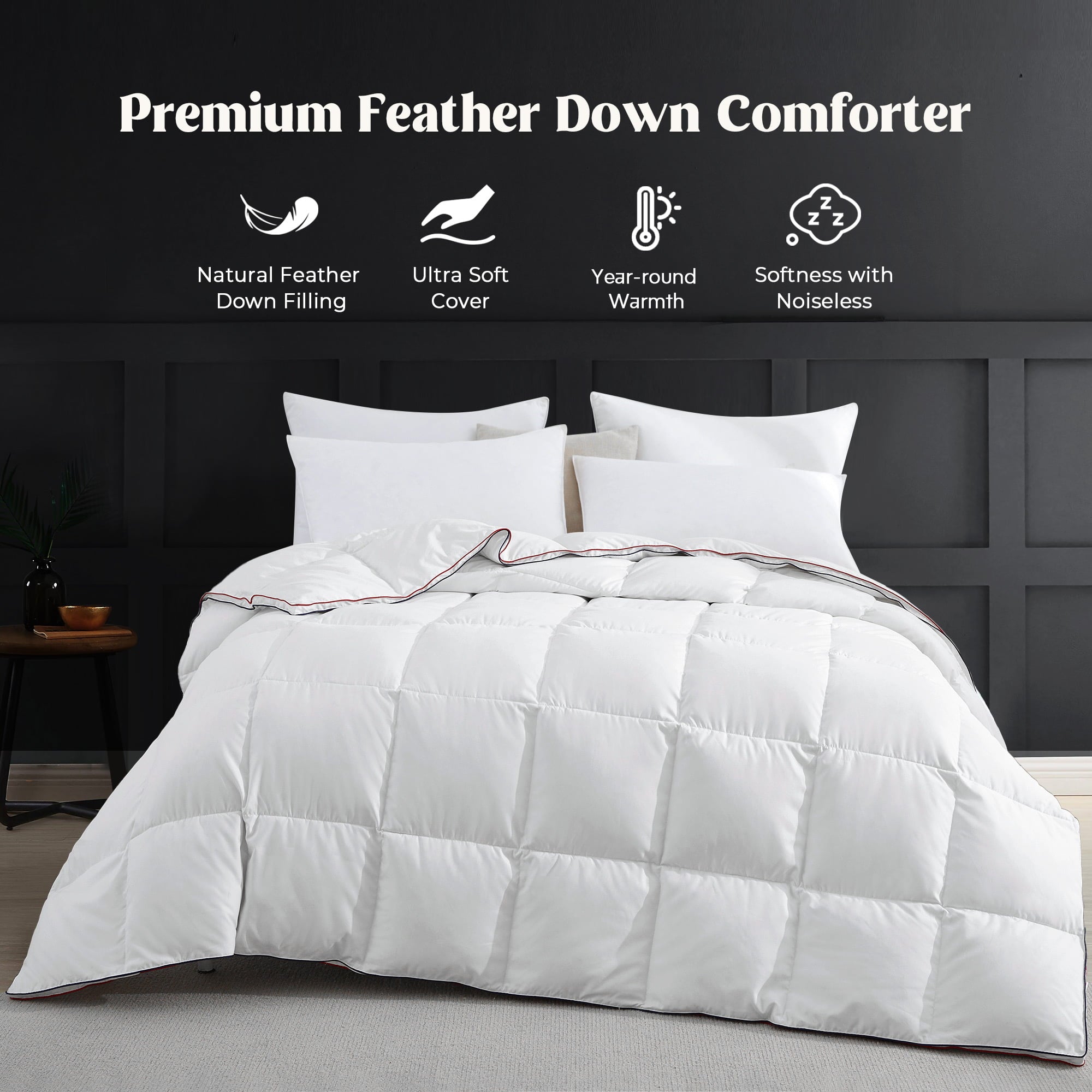 Peace Nest Gusseted Design 360 Thread Count All Season White Goose Down Fiber and Feather Comforter， Twin