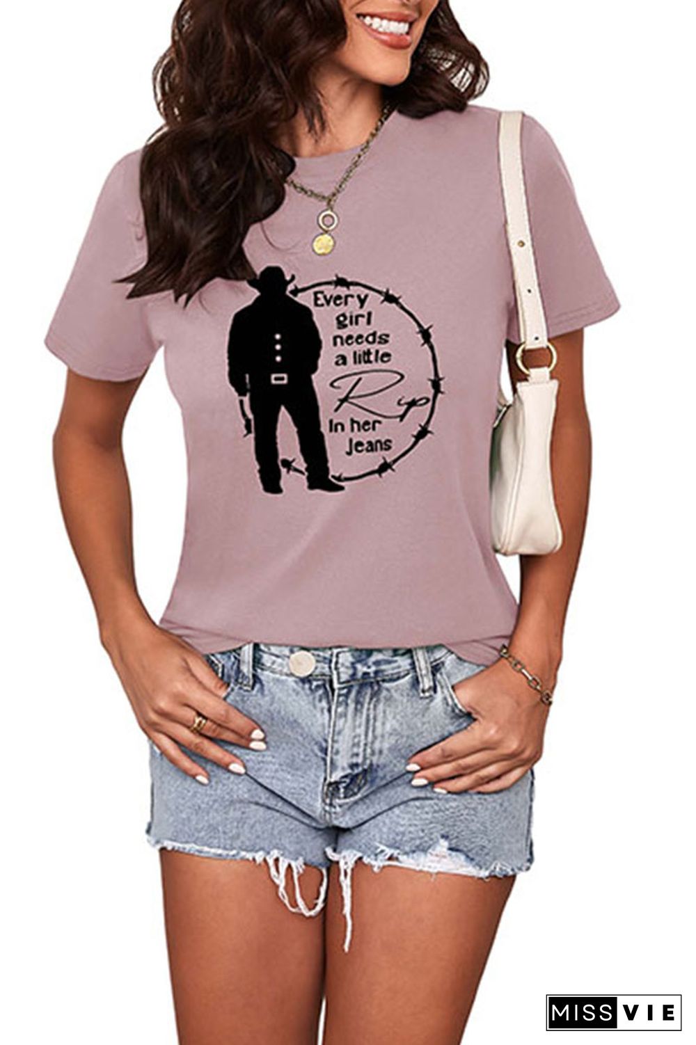 Every Woman Needs a Little Rip in their Jeans Graphic Printed Short Sleeve T Shirt Wholesale