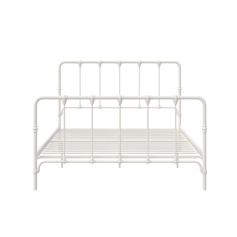 LikeHome Lida Farmhouse Metal Bed with Under Bed Storage in Full Frame, White