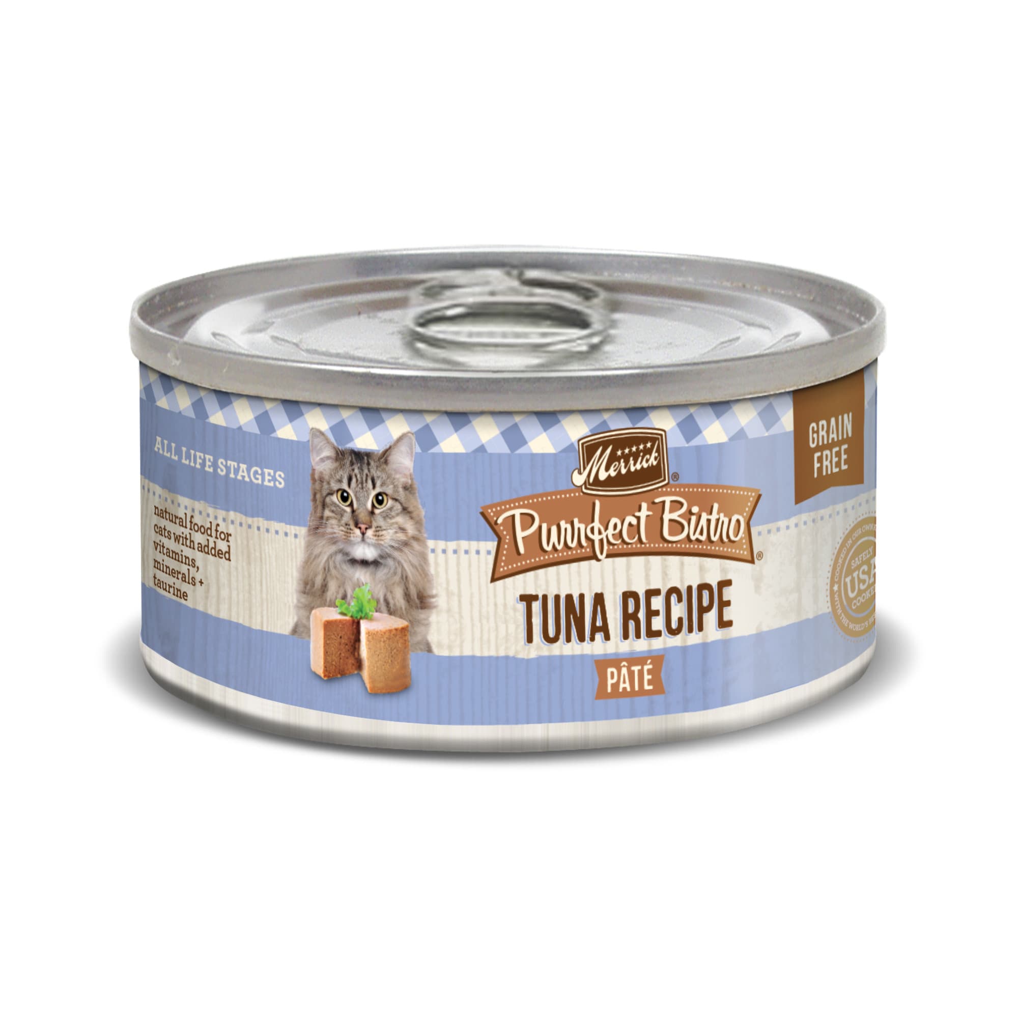 Merrick Purrfect Bistro Grain Free Tuna Recipe Pate Wet Cat Food， 3 oz.， Case of 24