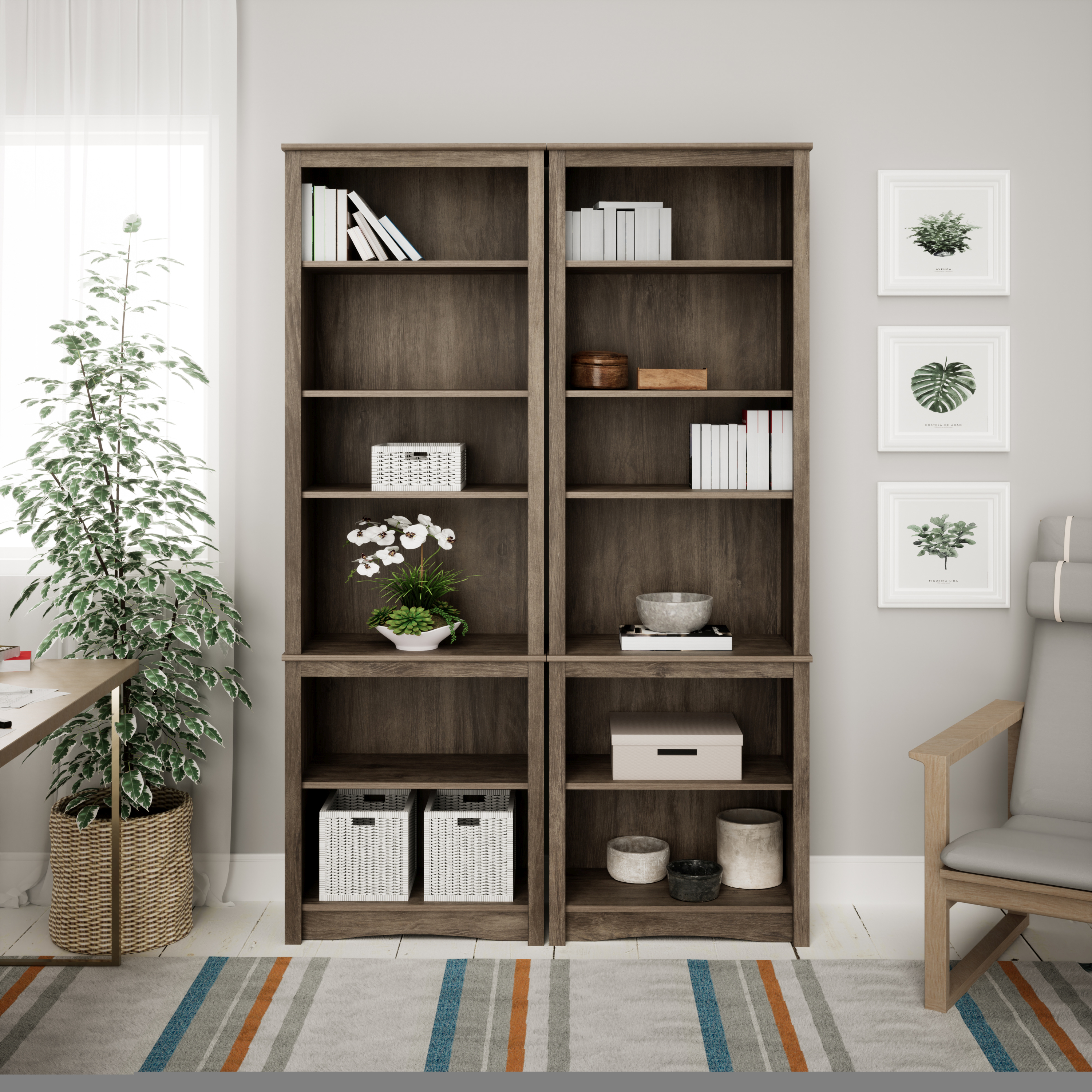 Prepac Tall 6Shelf Bookcase Drifted Gray  Crowdfused