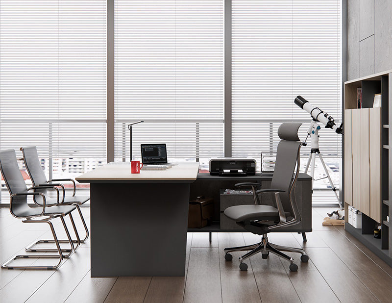 ASHTON Executive Desk Right Return 2.0M - Acacia Walnut + Grey