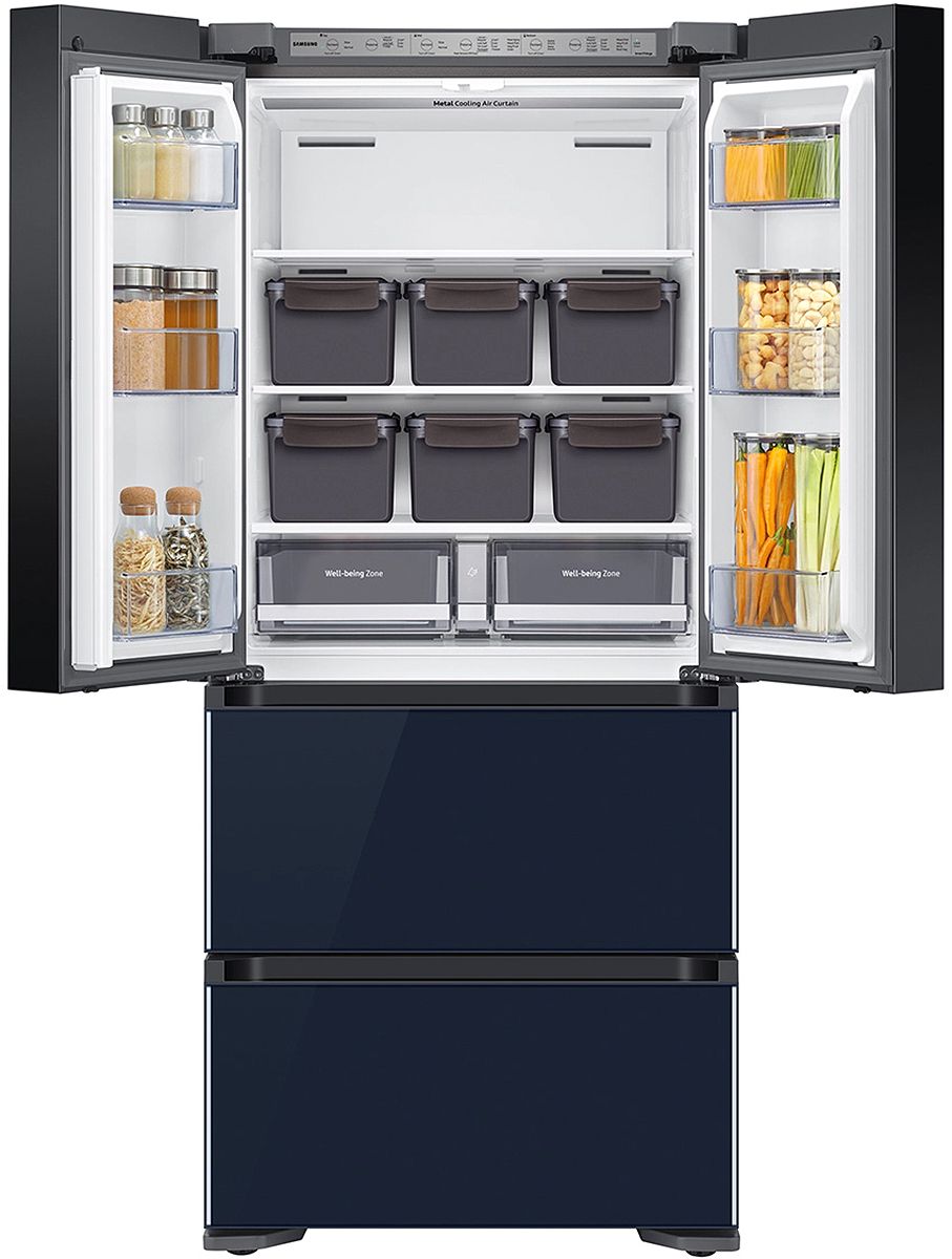  17.3 Cu. Ft. White-Navy Glass Smart Kimchi and Specialty 4-Door French Door Refrigerator