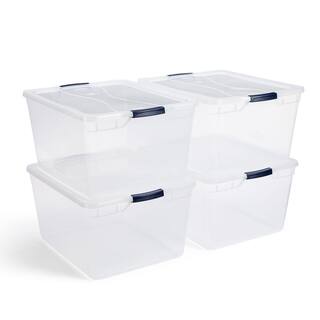 Rubbermaid Cleverstore 71 qt. Latching Plastic Storage Container and Lid Clear (4-Pack) RMCC710010